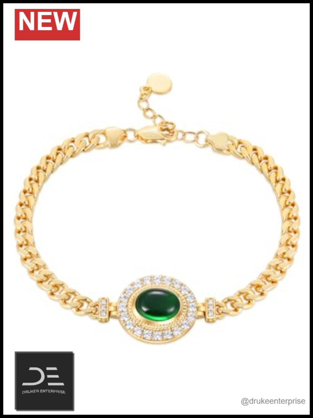 925 Sterling Silver Yellow Gold Plated Moissanite Link Bracelet